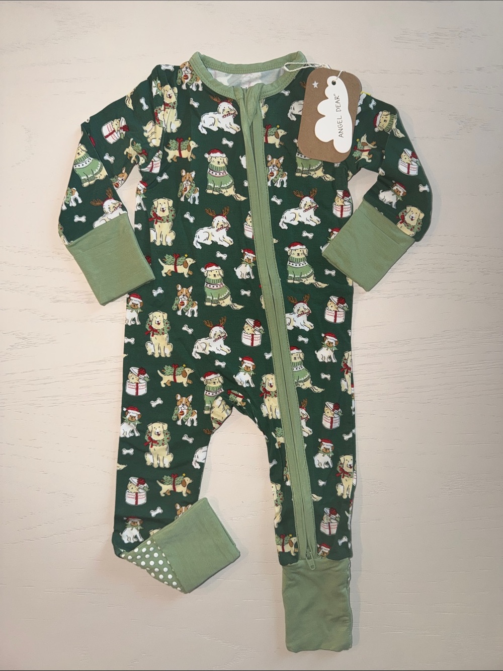 Angel Dear Christmas Holiday Dogs Puppy Convertible Romper 0-3 3-6 6-12 12-18